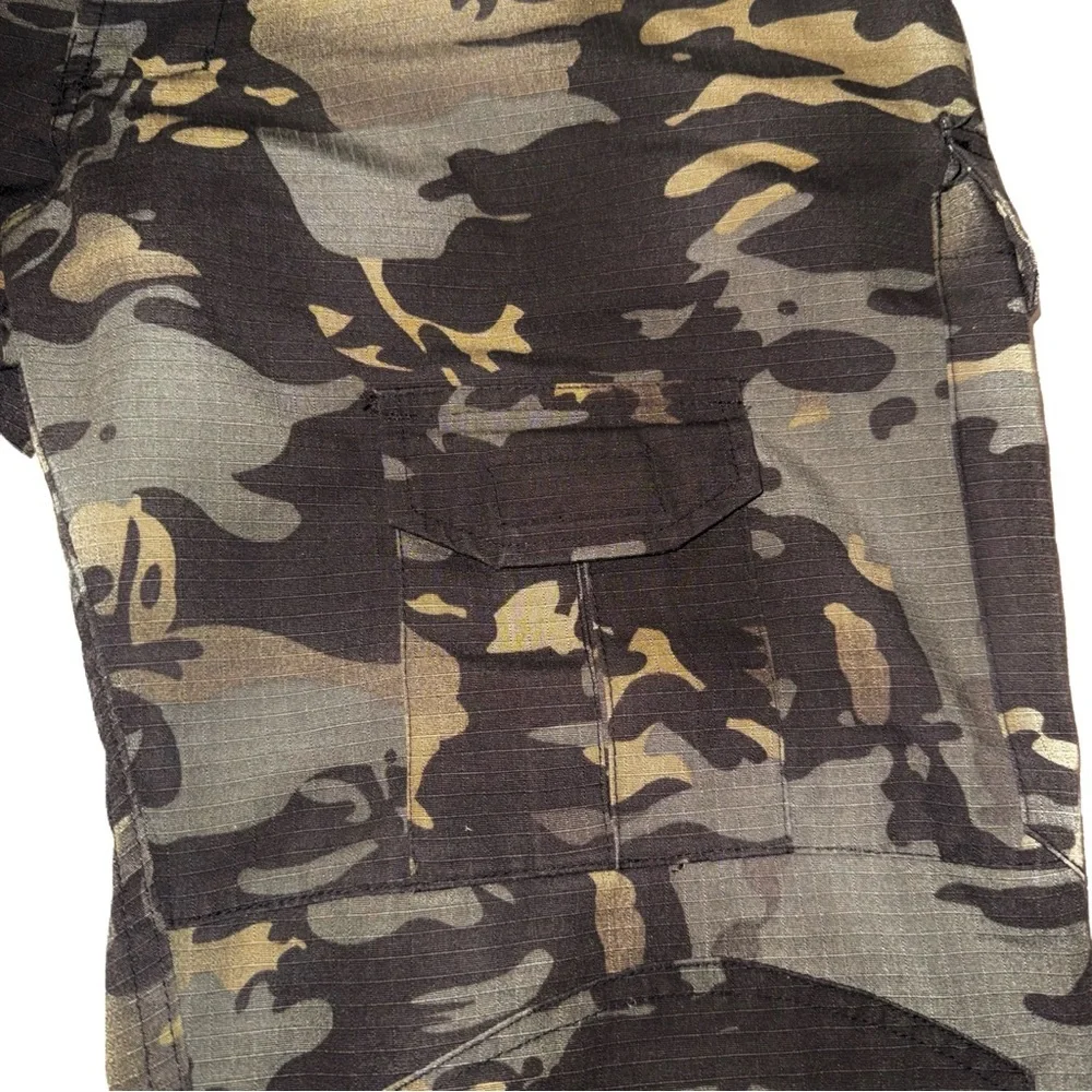 Tactical Combat Cargo Pants W38 L31 Dark Camo Low Rise Gray Black Technical EUC